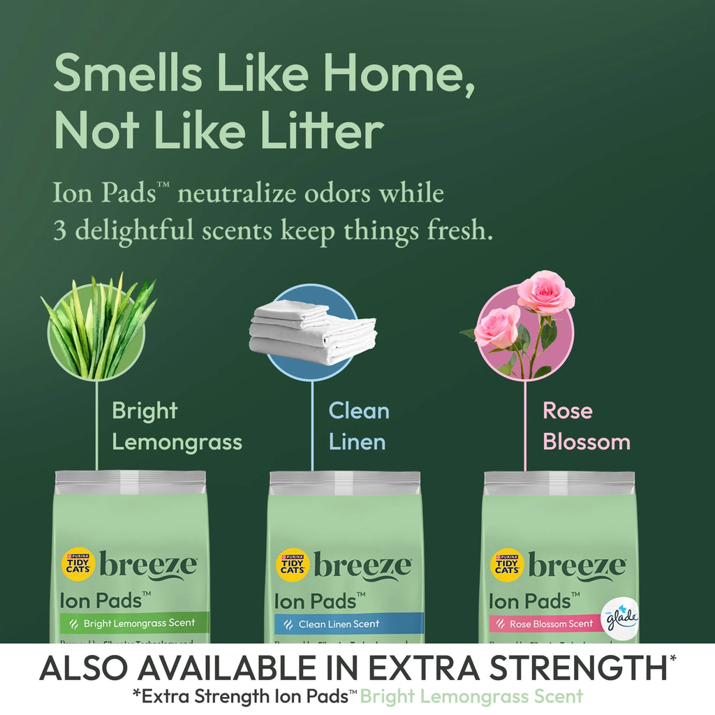 (10 Pack) Purina  Breeze Bright Lemongrass Scented Ion Cat Litter Pads Refill Pack