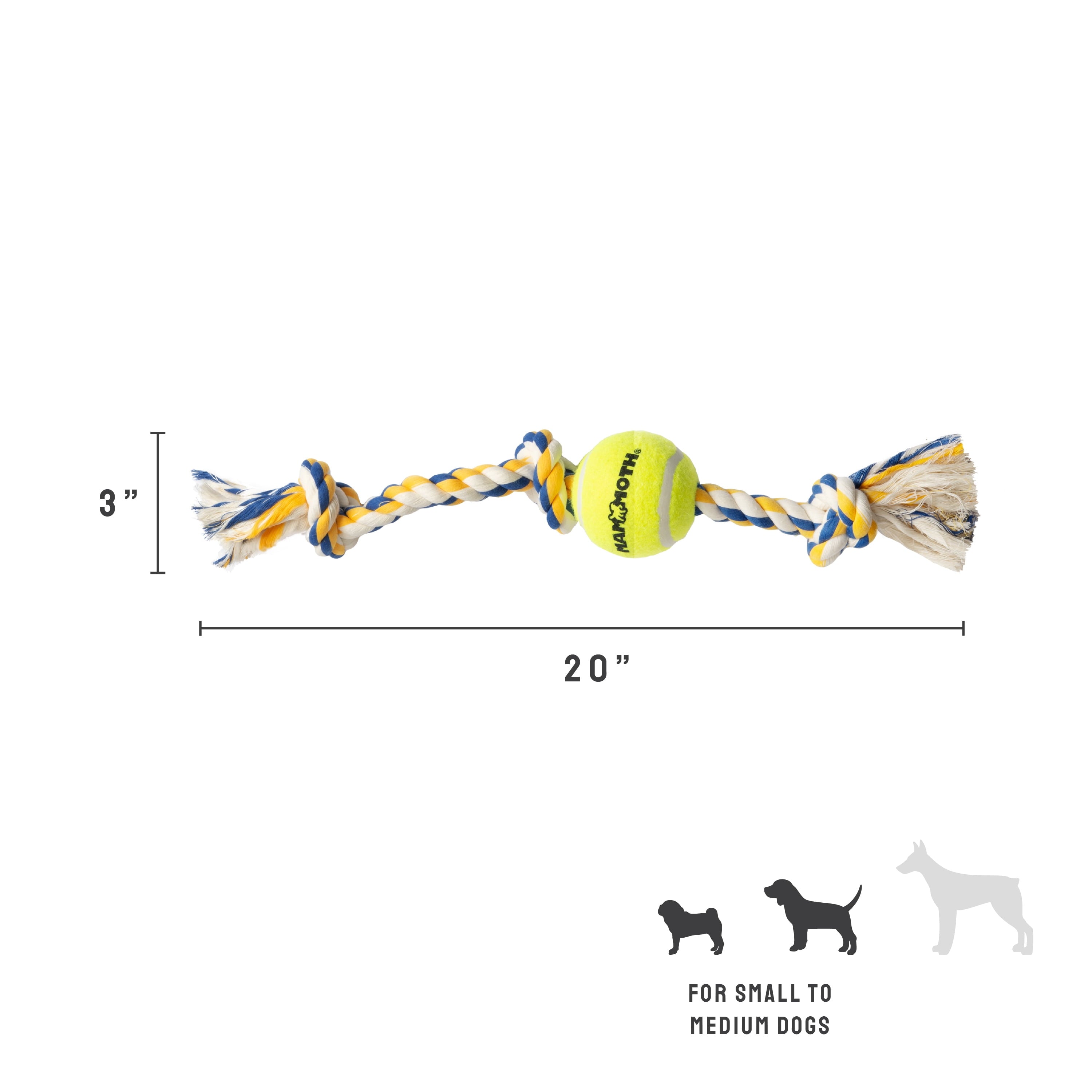 Flossy Chews Extra Large 36 Inch 5 Knot Cottonblend Tug Rope Dog Toy, Durable Rope Chew Toy for Large Dogs over 80 Lbs, Assorted Colors