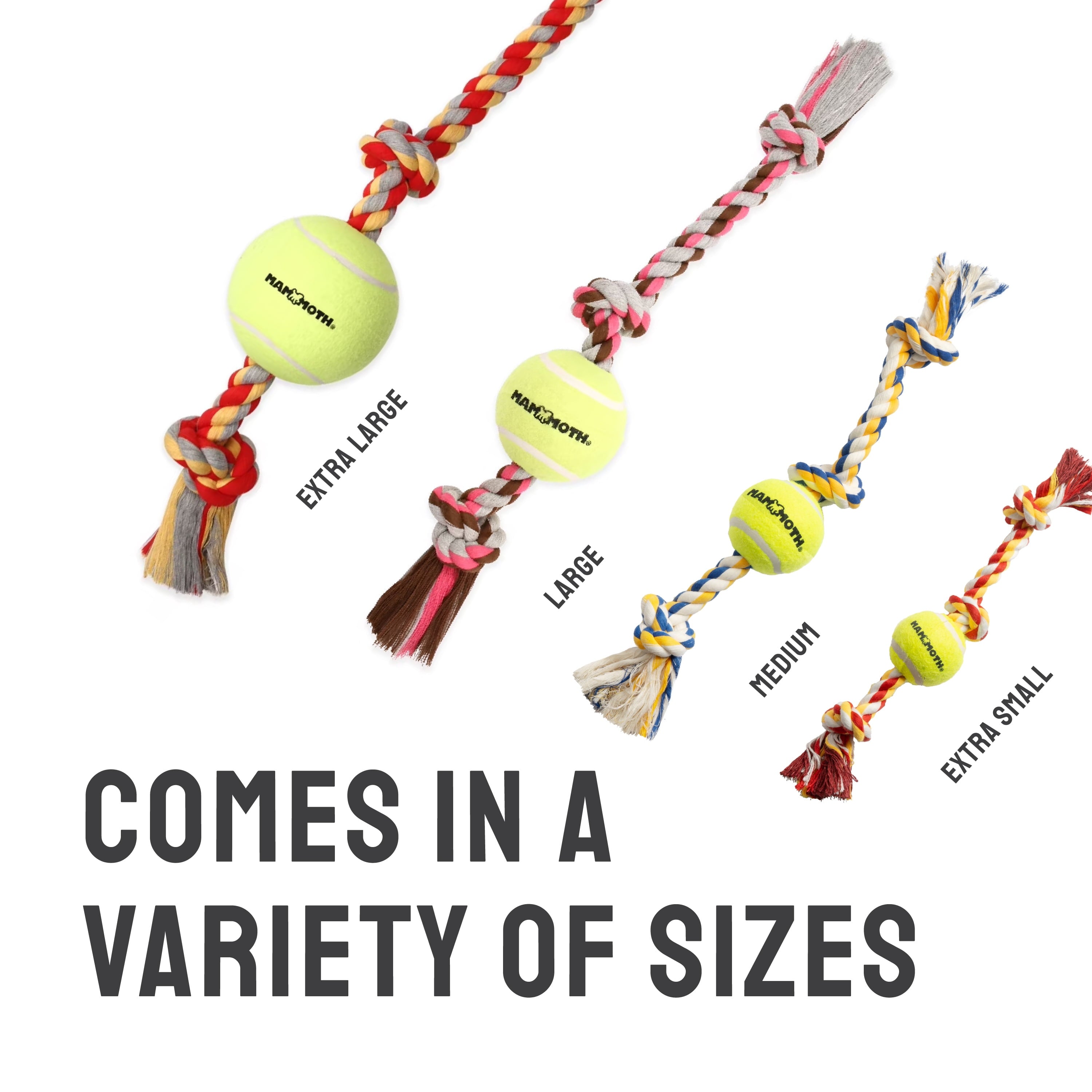 Flossy Chews Extra Large 36 Inch 5 Knot Cottonblend Tug Rope Dog Toy, Durable Rope Chew Toy for Large Dogs over 80 Lbs, Assorted Colors